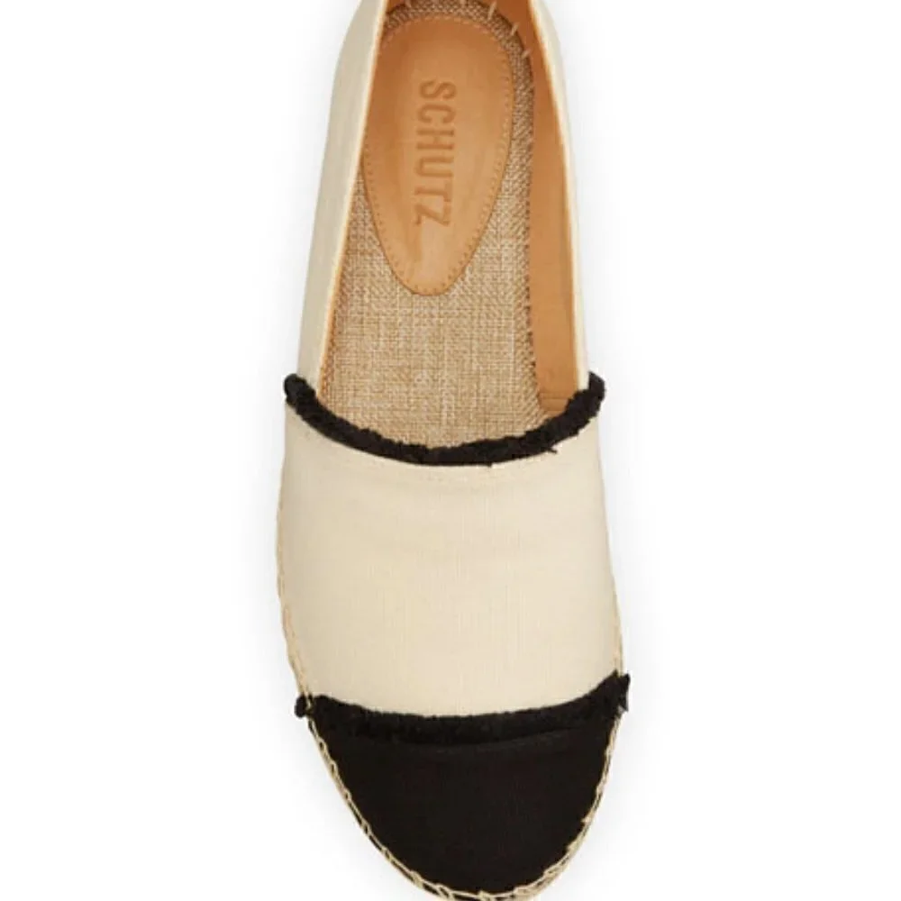 New Schutz Ohanna Printed Canvas Espadrilles Size 10